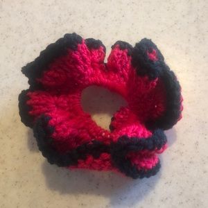 Handmade Red and Black Crochet Scrunchie